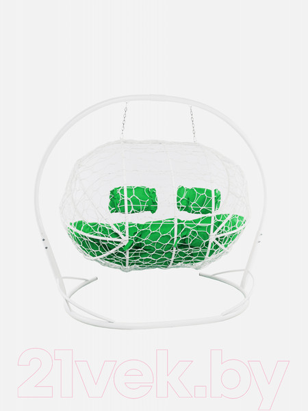 Изображение товара Диван подвесной M-Group Лежебока / 11180104 (с белым ротангом/зеленая подушка)