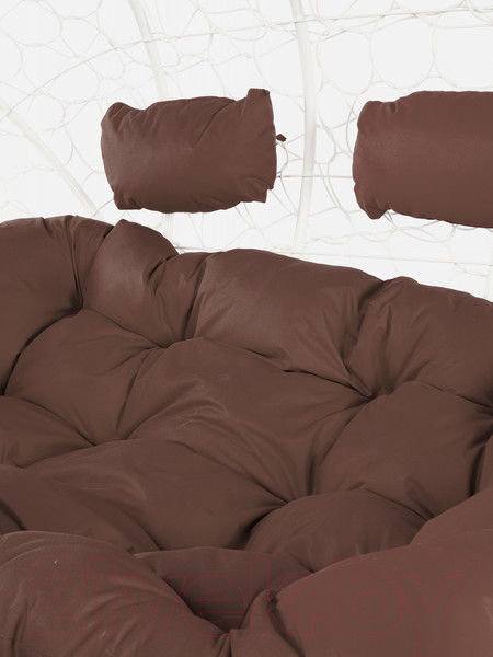 Изображение товара Диван подвесной M-Group Лежебока / 11180105 (с белым ротангом/коричневая подушка)