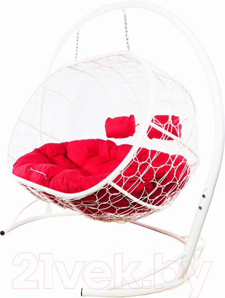 Изображение товара Диван подвесной M-Group Лежебока / 11180106 (с белым ротангом/красная подушка)