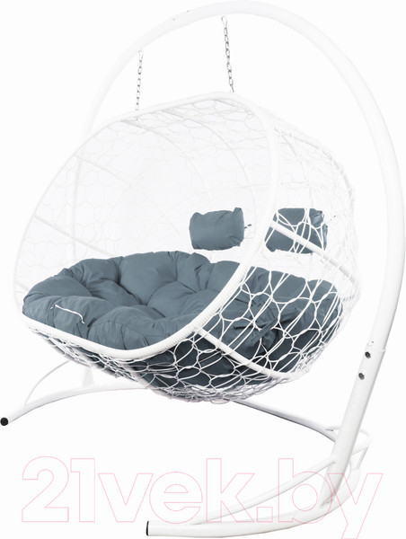 Изображение товара Диван подвесной M-Group Лежебока / 11180109 (с белым ротангом/серая подушка)