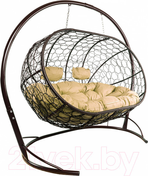 Изображение товара Диван подвесной M-Group Лежебока / 11180201 (с коричневым ротангом/бежевая подушка)