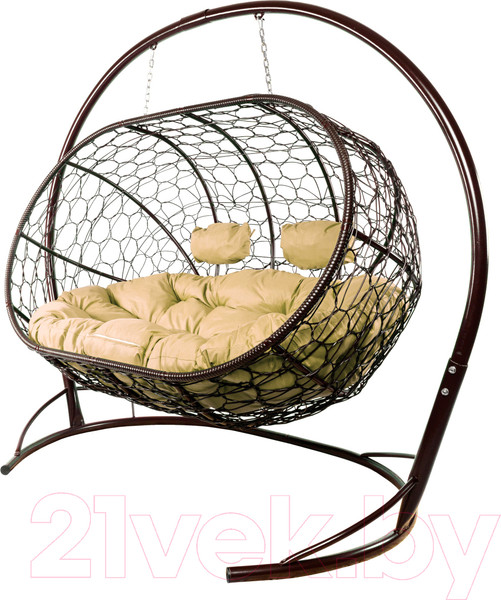 Изображение товара Диван подвесной M-Group Лежебока / 11180201 (с коричневым ротангом/бежевая подушка)