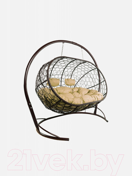 Изображение товара Диван подвесной M-Group Лежебока / 11180201 (с коричневым ротангом/бежевая подушка)