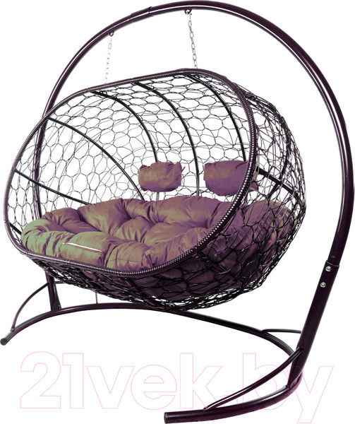 Изображение товара Диван подвесной M-Group Лежебока / 11180202 (с коричневым ротангом/бордовая подушка)