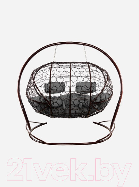 Изображение товара Диван подвесной M-Group Лежебока / 11180209 (с коричневым ротангом/серая подушка)