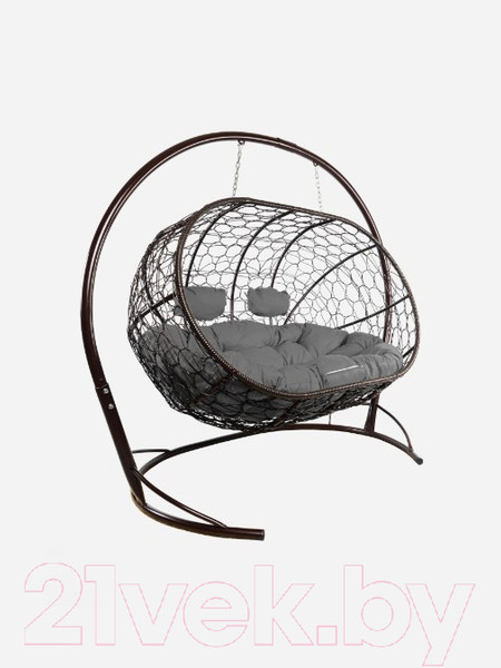 Изображение товара Диван подвесной M-Group Лежебока / 11180209 (с коричневым ротангом/серая подушка)