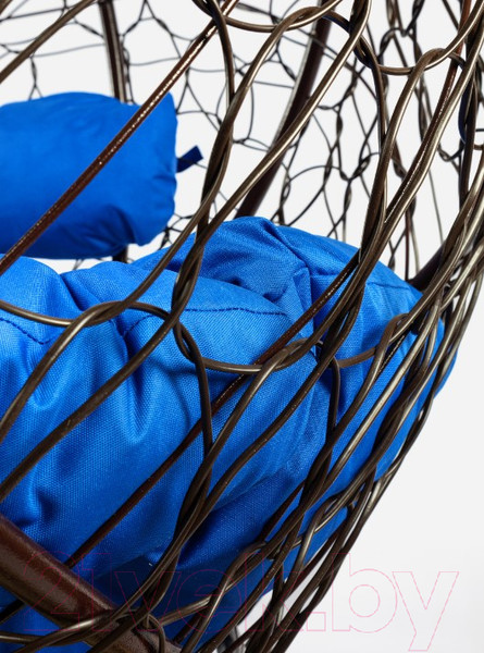 Изображение товара Диван подвесной M-Group Лежебока / 11180210 (с коричневым ротангом/синяя подушка)