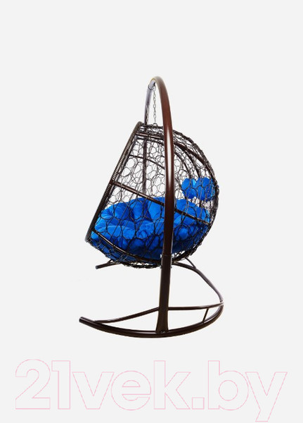 Изображение товара Диван подвесной M-Group Лежебока / 11180210 (с коричневым ротангом/синяя подушка)