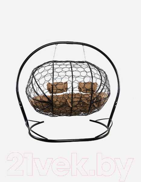 Изображение товара Диван подвесной M-Group Лежебока / 11180401 (с черным ротангом/бежевая подушка)