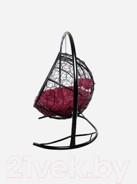 Изображение товара Диван подвесной M-Group Лежебока / 11180402 (с черным ротангом/бордовая подушка)