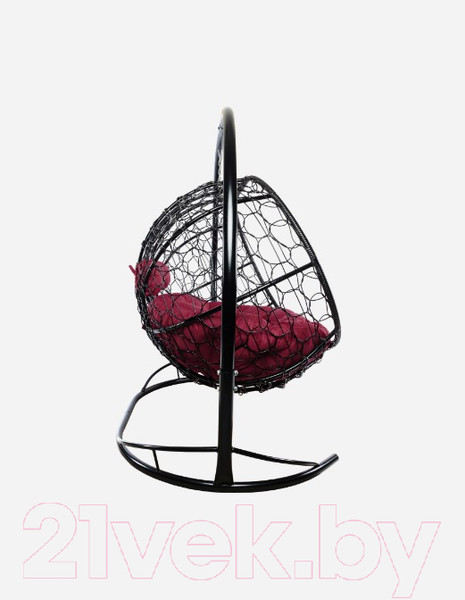 Изображение товара Диван подвесной M-Group Лежебока / 11180402 (с черным ротангом/бордовая подушка)