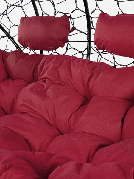 Изображение товара Диван подвесной M-Group Лежебока / 11180402 (с черным ротангом/бордовая подушка)