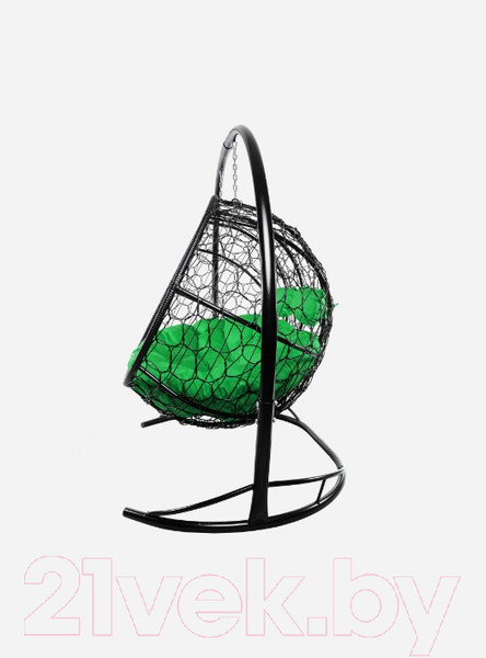 Изображение товара Диван подвесной M-Group Лежебока / 11180404 (с черным ротангом/зеленая подушка)