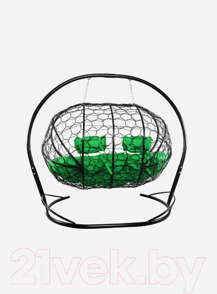 Изображение товара Диван подвесной M-Group Лежебока / 11180404 (с черным ротангом/зеленая подушка)