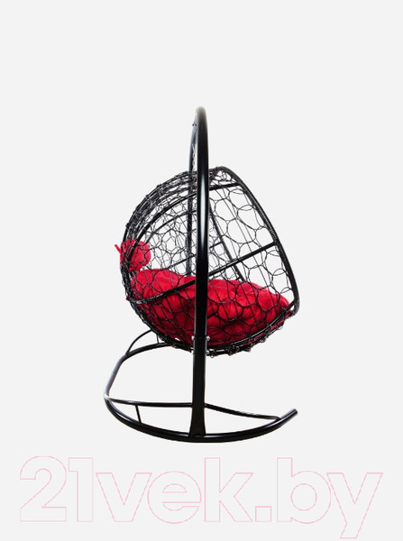 Изображение товара Диван подвесной M-Group Лежебока / 11180406 (с черным ротангом/красная подушка)