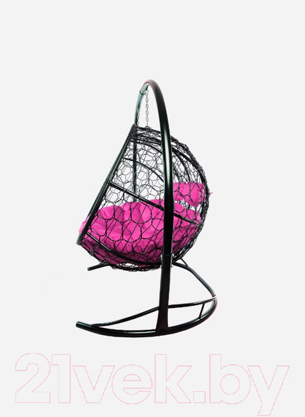 Изображение товара Диван подвесной M-Group Лежебока / 11180408 (с черным ротангом/розовая подушка)