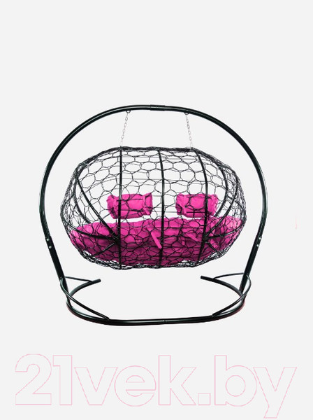 Изображение товара Диван подвесной M-Group Лежебока / 11180408 (с черным ротангом/розовая подушка)