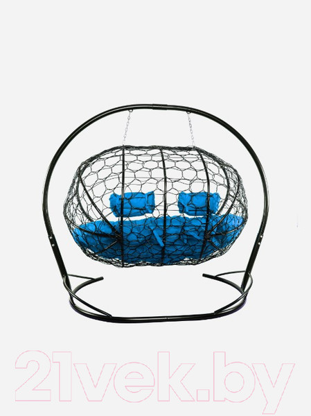 Изображение товара Диван подвесной M-Group Лежебока / 11180410 (с черным ротангом/синяя подушка)