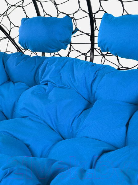 Изображение товара Диван подвесной M-Group Лежебока / 11180410 (с черным ротангом/синяя подушка)
