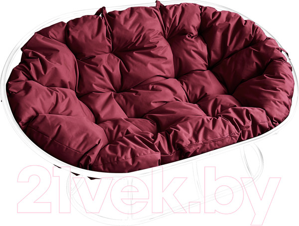 Изображение товара Диван садовый M-Group Мамасан / 12100102 (белый/бордовая подушка)