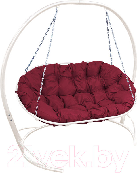 Изображение товара Диван подвесной M-Group Мамасан / 12120102 (белый/бордовая подушка)