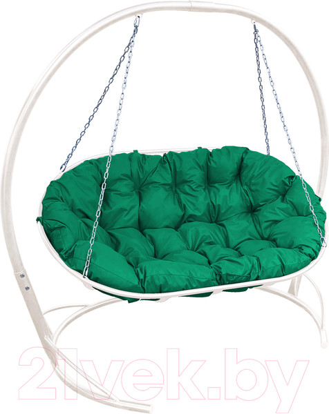 Изображение товара Диван подвесной M-Group Мамасан / 12120104 (белый/зеленая подушка)