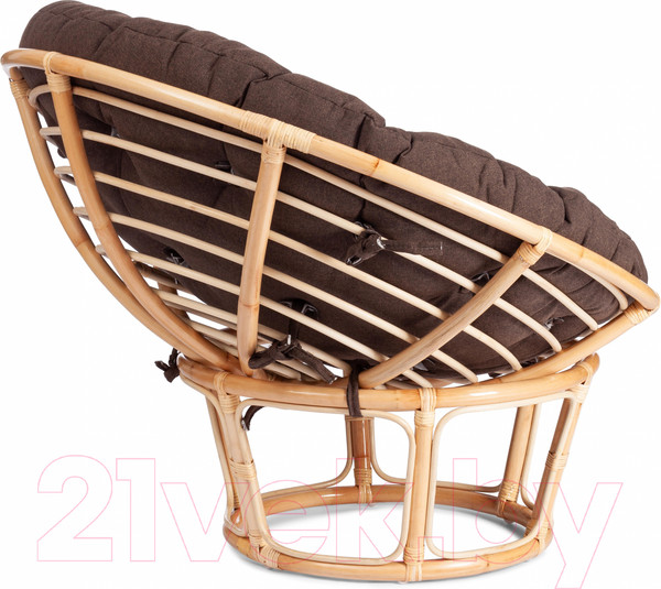 Изображение товара Кресло садовое Tetchair Papasan Eco P115-1/SP STD c подушкой ремешками (натуральный/ткань коричневый)