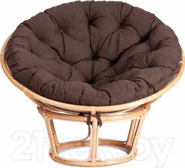 Изображение товара Кресло садовое Tetchair Papasan Eco P115-1/SP STD c подушкой ремешками (натуральный/ткань коричневый)