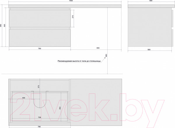 Изображение товара Тумба под умывальник Дабер 003 / Т3.8.0.17Ч (бежевый/черный)