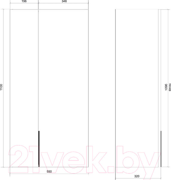 Изображение товара Шкаф для ванной Дабер 022 / Ш22.0.0.17Ч (бежевый/черный)
