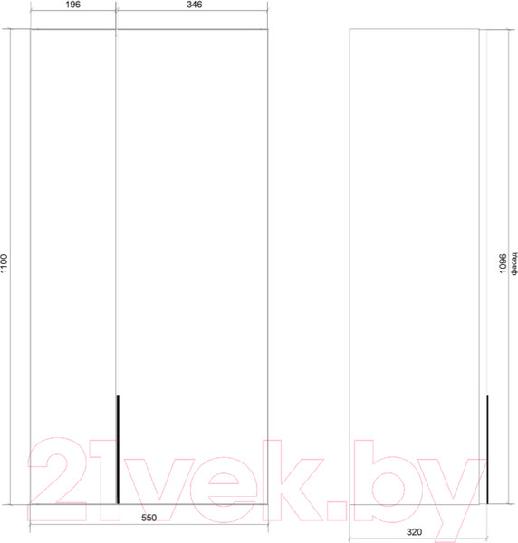 Изображение товара Шкаф для ванной Дабер 022 / Ш22.0.0.4Ч (серый/черный)