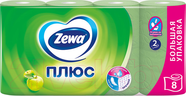 Изображение товара Туалетная бумага Zewa Плюс. Аромат яблока (1х8рул)