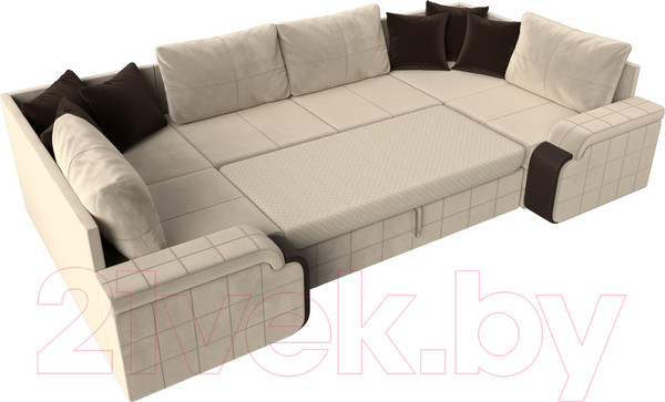Изображение товара Диван П-образный Лига Диванов Николь П-образный 105 / 60348 (микровельвет, бежевый)