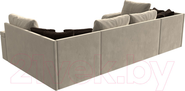 Изображение товара Диван П-образный Лига Диванов Николь П-образный 105 / 60348 (микровельвет, бежевый)