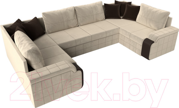 Изображение товара Диван П-образный Лига Диванов Николь П-образный 105 / 60348 (микровельвет, бежевый)