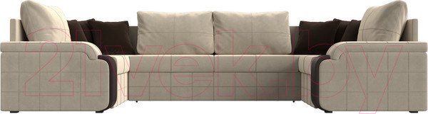 Изображение товара Диван П-образный Лига Диванов Николь П-образный 105 / 60348 (микровельвет, бежевый)