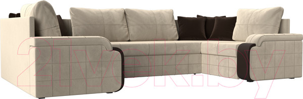 Изображение товара Диван П-образный Лига Диванов Николь П-образный 105 / 60348 (микровельвет, бежевый)