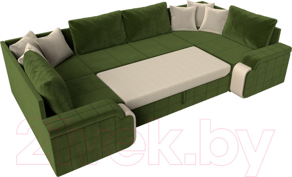 Изображение товара Диван П-образный Лига Диванов Николь П-образный 105 / 60352 (микровельвет, зеленый)