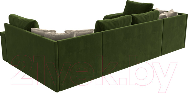 Изображение товара Диван П-образный Лига Диванов Николь П-образный 105 / 60352 (микровельвет, зеленый)