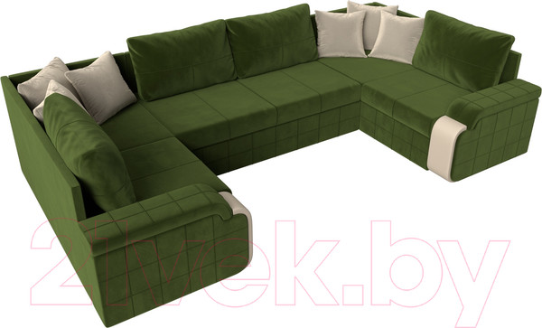 Изображение товара Диван П-образный Лига Диванов Николь П-образный 105 / 60352 (микровельвет, зеленый)