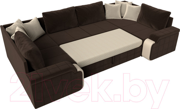Изображение товара Диван П-образный Лига Диванов Николь П-образный 105 / 60349 (микровельвет, коричневый)
