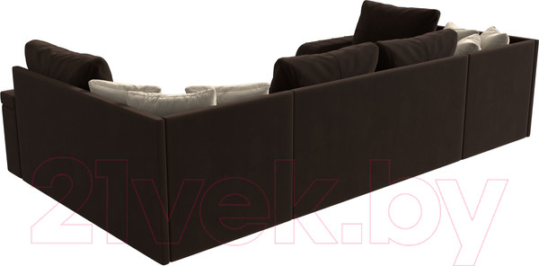 Изображение товара Диван П-образный Лига Диванов Николь П-образный 105 / 60349 (микровельвет, коричневый)