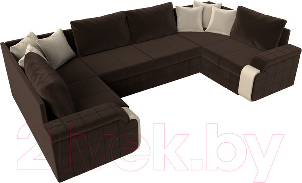 Изображение товара Диван П-образный Лига Диванов Николь П-образный 105 / 60349 (микровельвет, коричневый)