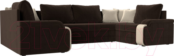 Изображение товара Диван П-образный Лига Диванов Николь П-образный 105 / 60349 (микровельвет, коричневый)