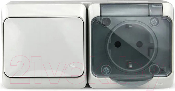 Изображение товара Блок выключатель+розетка Tokov Electric ОП Nix / TKE-NX-V1RZ-C06T-IP54