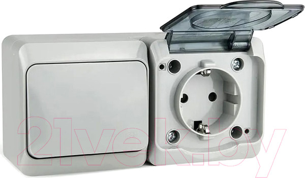 Изображение товара Блок выключатель+розетка Tokov Electric ОП Nix / TKE-NX-V1RZ-C06T-IP54