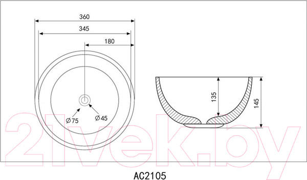Изображение товара Умывальник Abber Bequem AC2105 (белый)