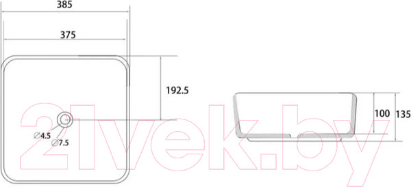 Изображение товара Умывальник Abber Rechteck AC2211 (белый)