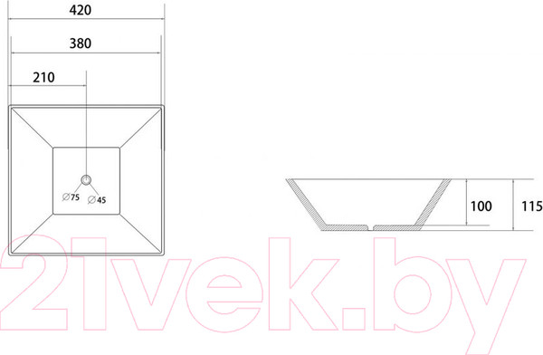 Изображение товара Умывальник Abber Rechteck AC2214 (белый)