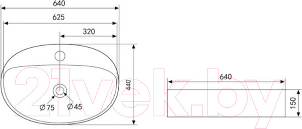 Изображение товара Умывальник Abber Bequem AC2112MW (белый матовый)